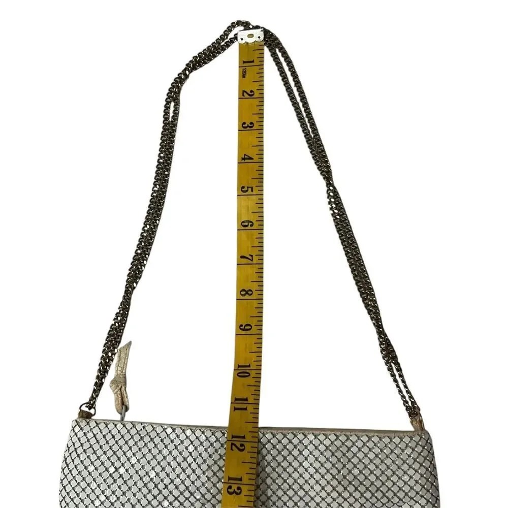 Vintage Whiting and Davis Metallic Metal Mesh Evening Bag Purse Gold Chain Strap